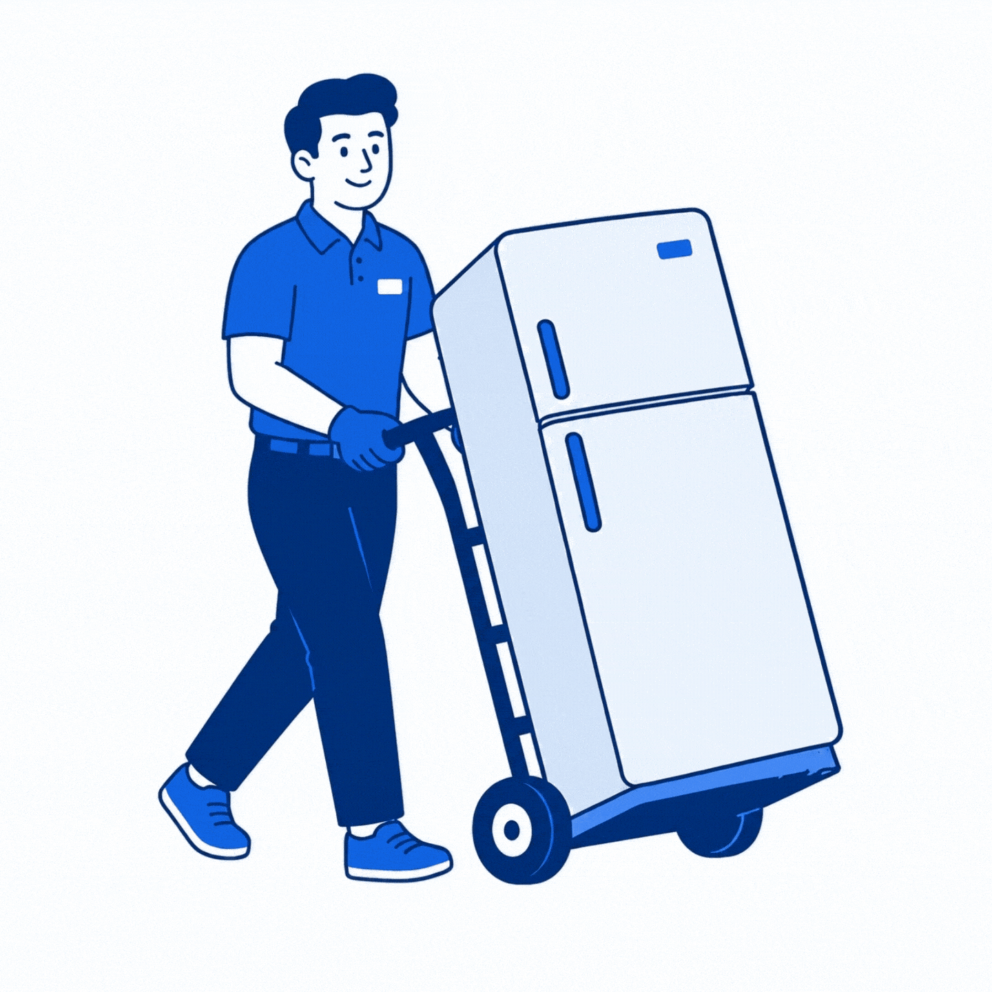 Animación que demuestra la excelencia en el traslado y cuidado de refrigeradores y electrodomésticos